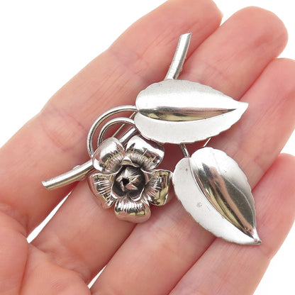 FORSTNER 925 Sterling Silver Vintage Rose Flower Pin Brooch