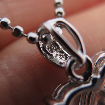 925 Sterling Silver Heart-Cut C Z Ball Beaded Chain Necklace 18"