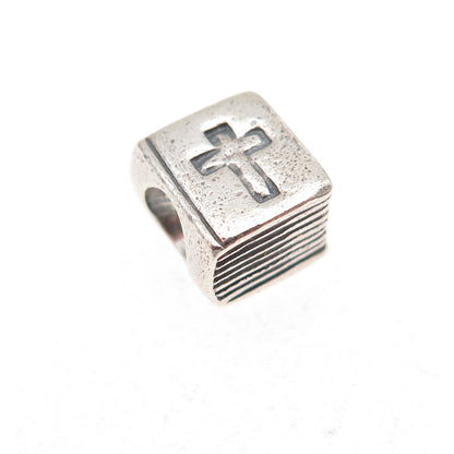 Pandora 925 Sterling Silver Cross Bible Slide Bead Charm