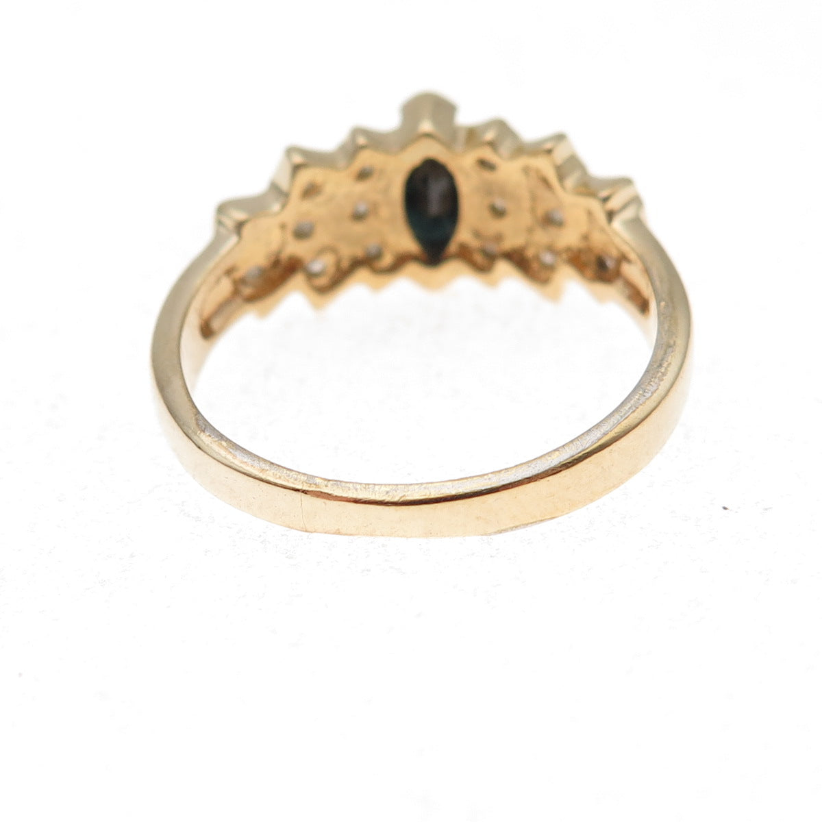 Dee Berkle 925 Sterling Silver Gold Plated Real Diamond & Sapphire Ring Size 8