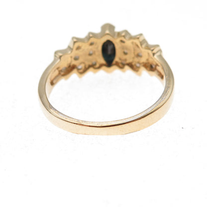 Dee Berkle 925 Sterling Silver Gold Plated Real Diamond & Sapphire Ring Size 8