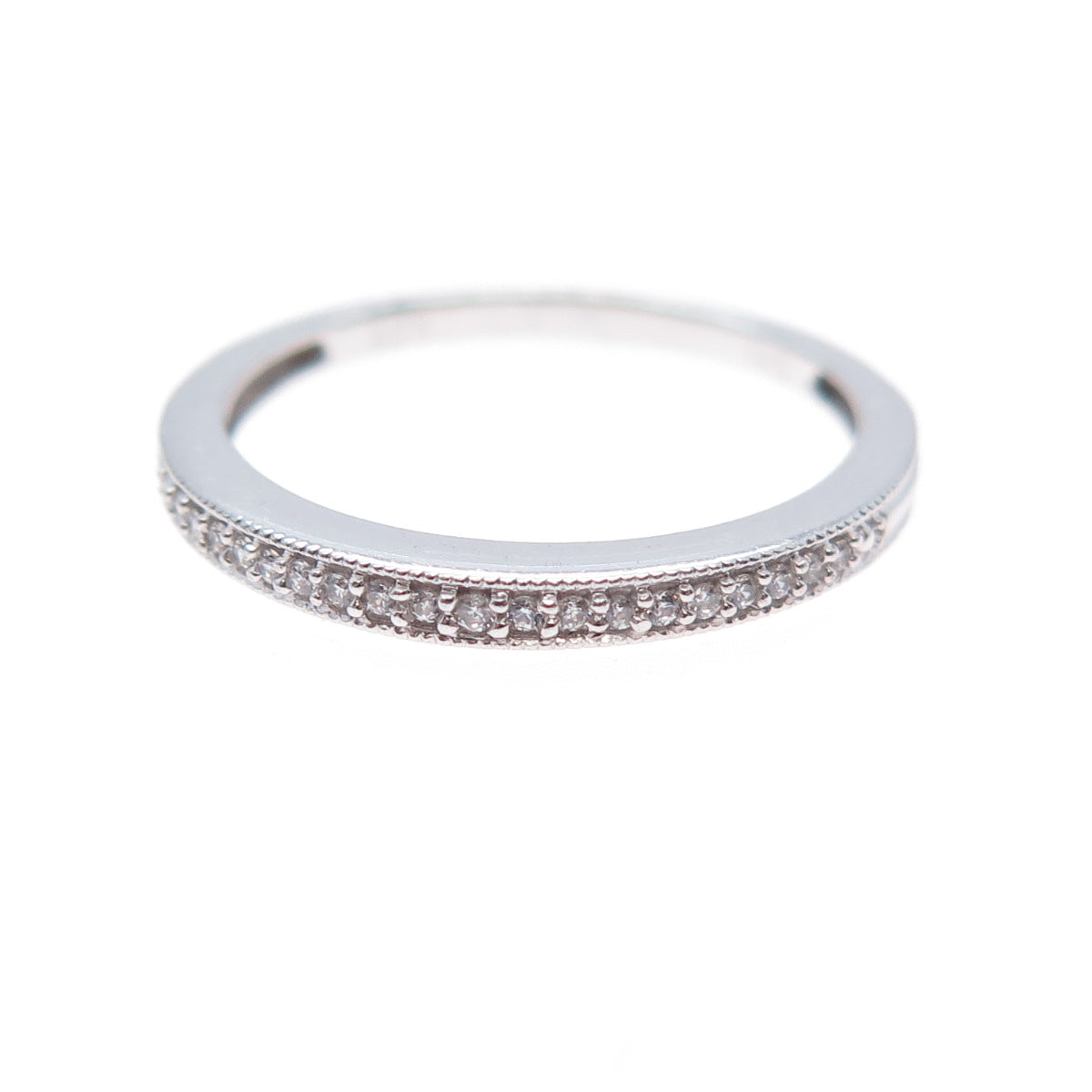 925 Sterling Silver Round-Cut C Z Half Eternity Band Ring Size 7.25