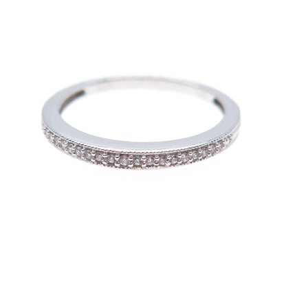 925 Sterling Silver Round-Cut C Z Half Eternity Band Ring Size 7.25