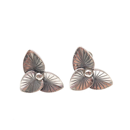 JewelArt 925 Sterling Silver Vintage Floral Oxidized Screw Back Earrings