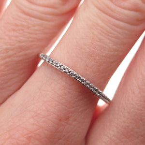 925 Sterling Silver Round-Cut C Z Half Eternity Stackable Band Ring Size 6.75
