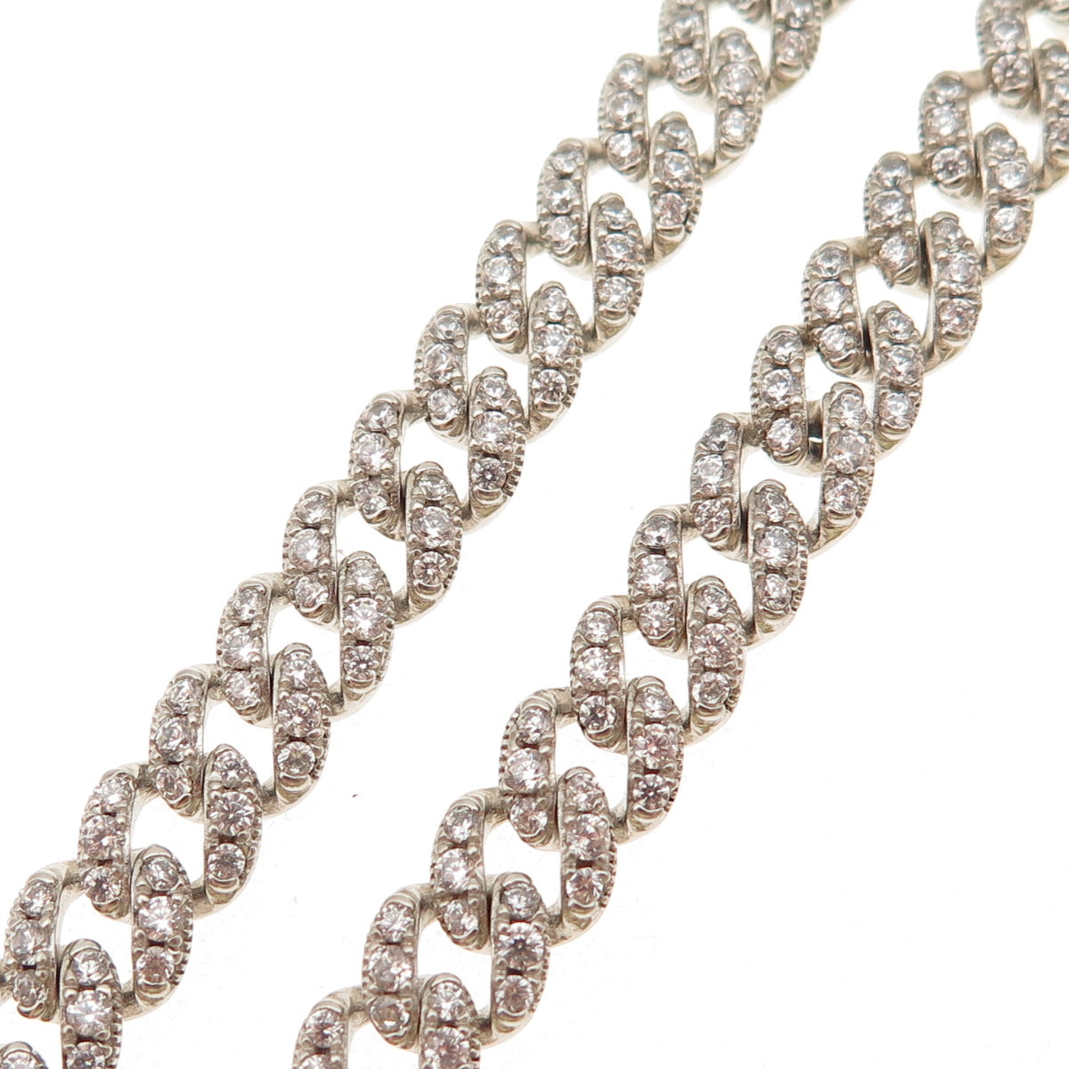 925 Sterling Silver Round-Cut C Z Cuban Chain Necklace 16"