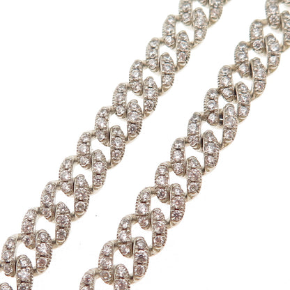 925 Sterling Silver Round-Cut C Z Cuban Chain Necklace 16"