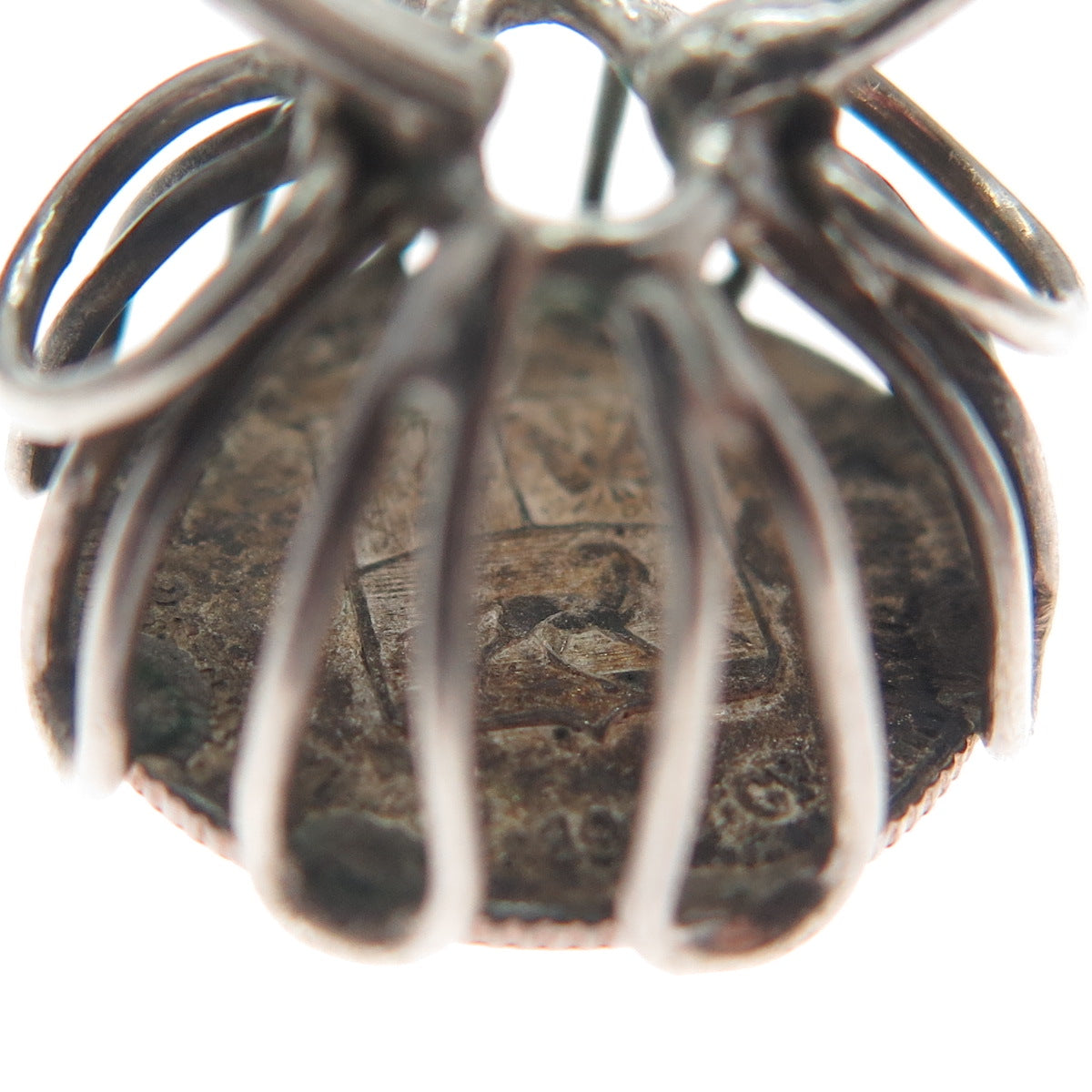 835 Silver Antique 1874-1876 Venezuela 5 Centavos Coin Oxidized Ring Size 4.5