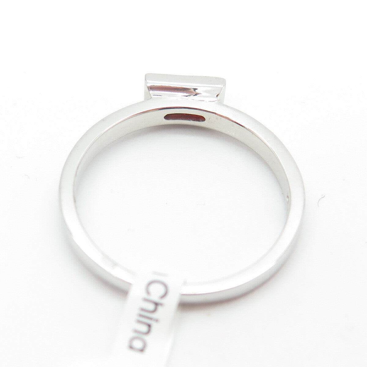 925 Sterling Silver Baguette-Cut Shaped Red C Z Ring Size 8.75