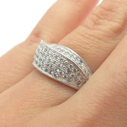925 Sterling Silver Pave C Z Ring Size 7