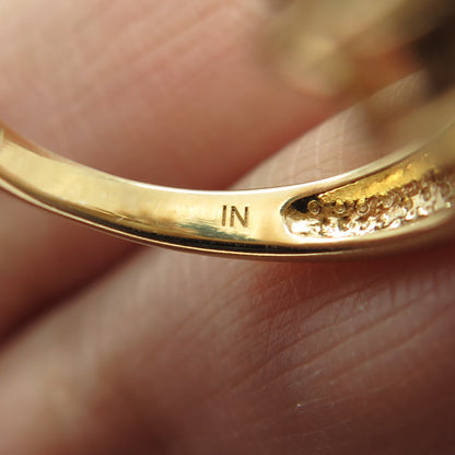 925 Sterling Silver Gold Plated Real Cabochon Opal & Citrine Ring Size 6