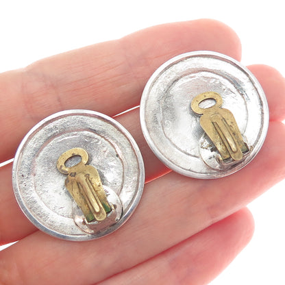 925 Sterling Silver Vintage Alexander The Great Oxidized Clip On Earrings