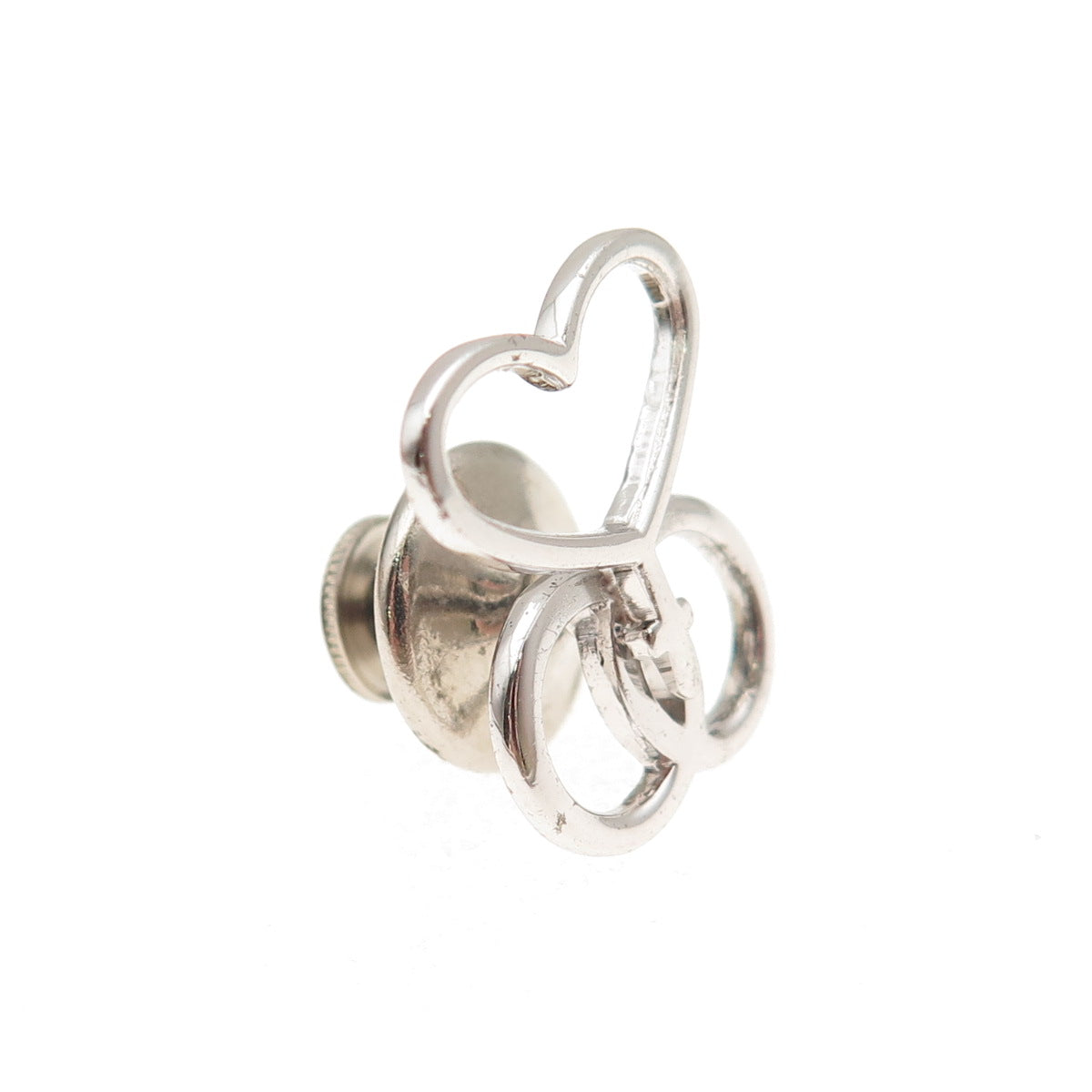 Dieges & Clust 925 Sterling Silver Vintage Unity Heart Cross Tie Tack Lapel Pin