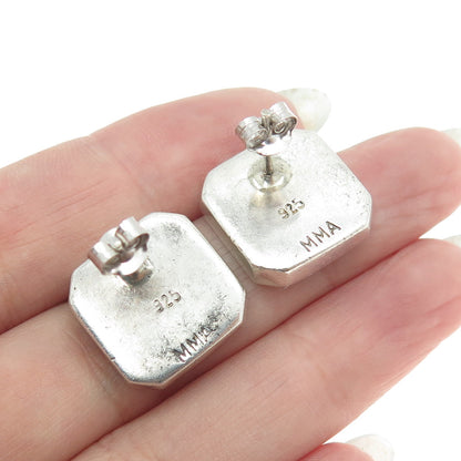 Metropolitan Museum of Art Silver Vintage Abalone Shell Blue Tiger Eye Earrings