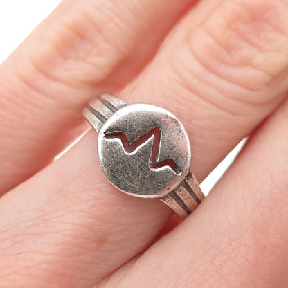 925 Sterling Silver Vintage Heartbeat Oxidized Ring Size 6.25