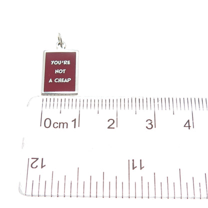 925 Sterling Silver Red Enamel You're Not A Cheap Minimalist Charm Pendant