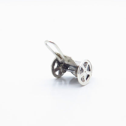 925 Sterling Silver Vintage Mexico Cart Movable Pendant