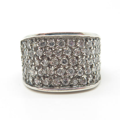 925 Sterling Silver Vintage SETA Pave C Z Ring Size 7.25