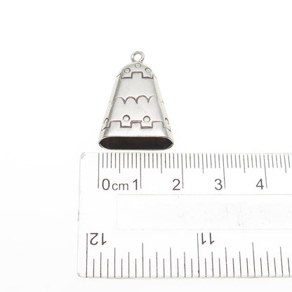 Old Pawn 925 Sterling Silver Vintage Southwestern Bell Tribal 3D Charm Pendant