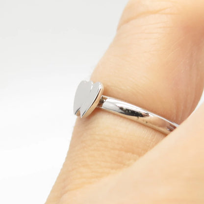 925 Sterling Silver Vintage Double Heart Ring Size 5
