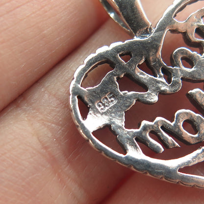 925 Sterling Silver Vintage "Best Mom" Heart Pendant