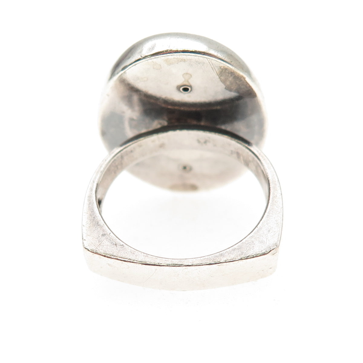 Calvert 925 Sterling Silver Vintage Real Agate Modernist Oxidized Ring Size 4.75