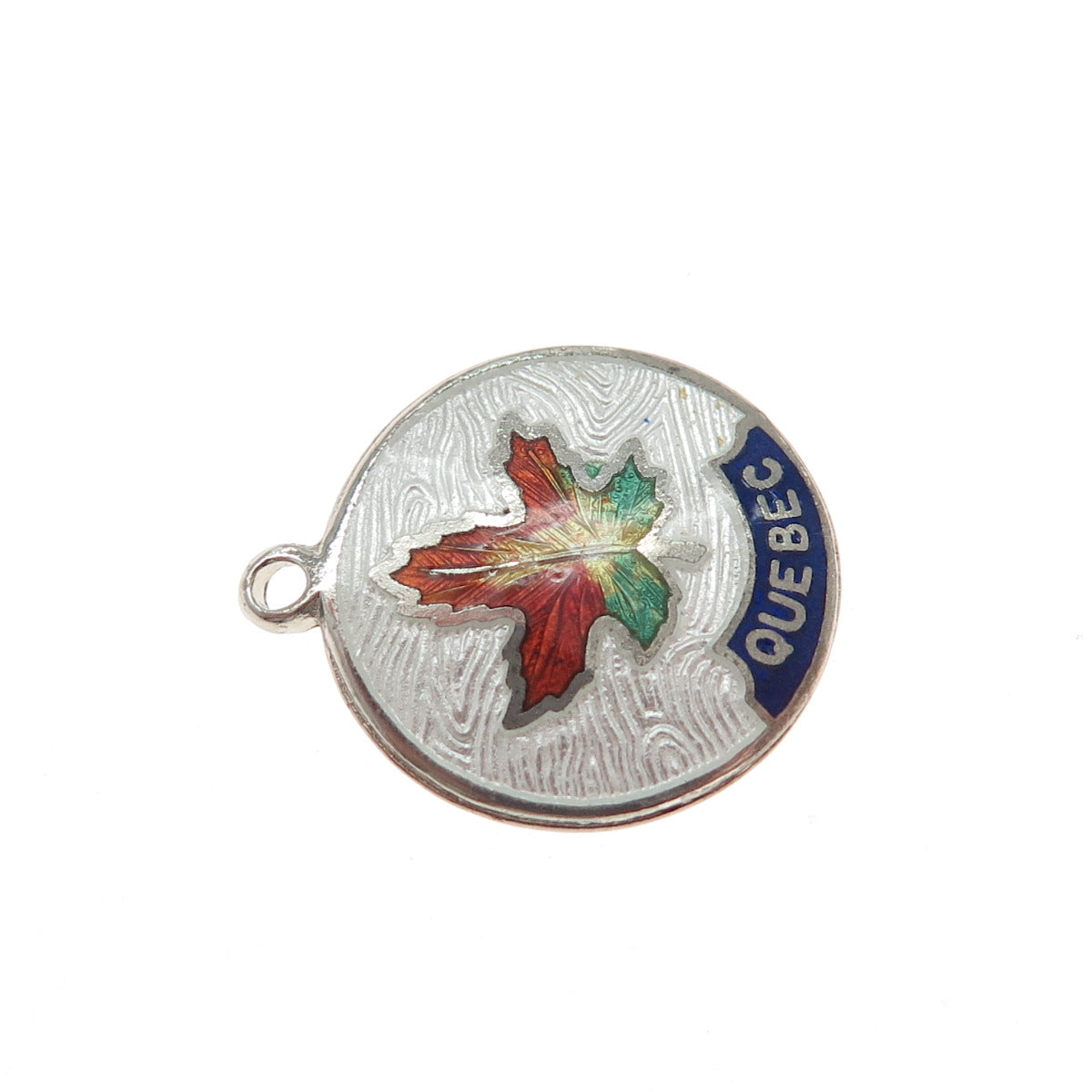 BREADNER CO. 925 Sterling Antique Enamel Quebec Maple Leaf Minimalist Pendant