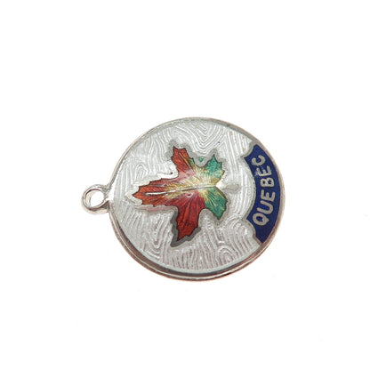BREADNER CO. 925 Sterling Antique Enamel Quebec Maple Leaf Minimalist Pendant