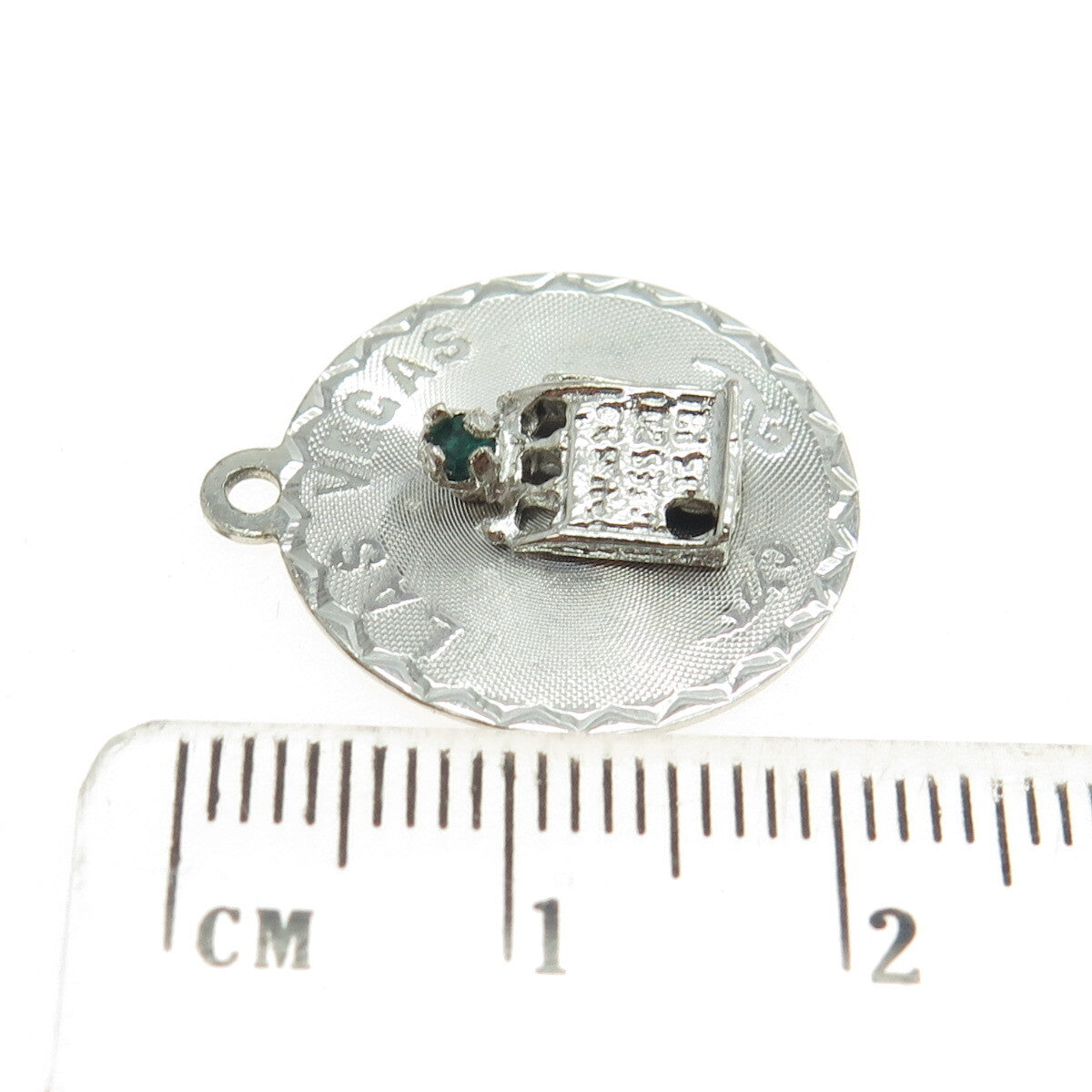 CREA 925 Sterling Silver Vintage Rhinestone "Las Vegas" Slot Machine Pendant