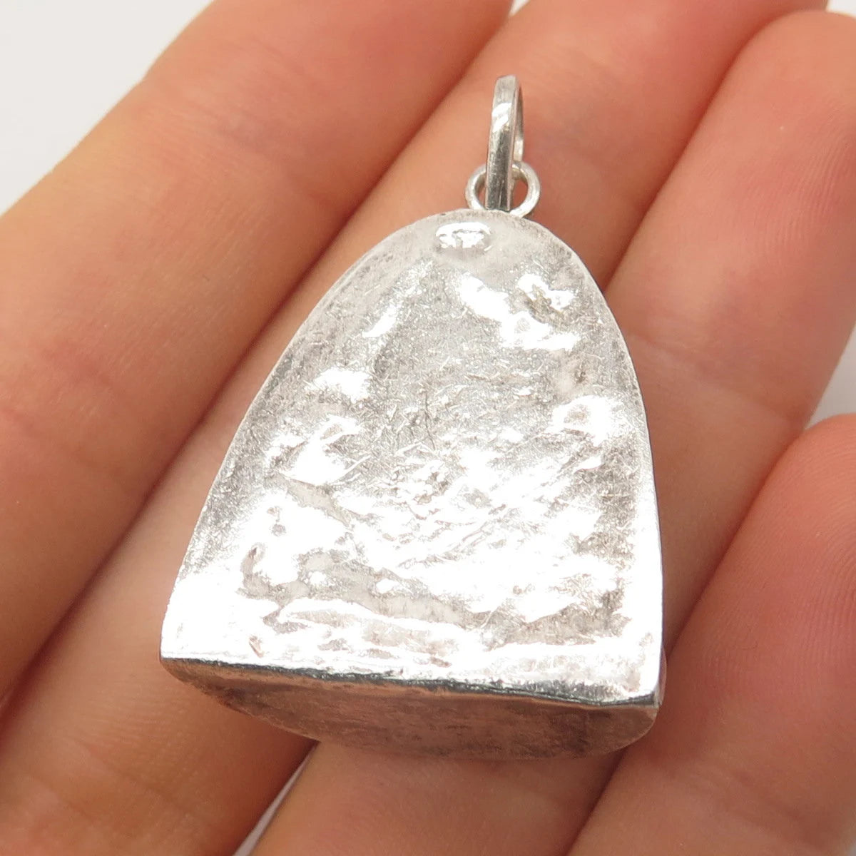 925 Sterling Silver Vintage Wood Dome Pendant