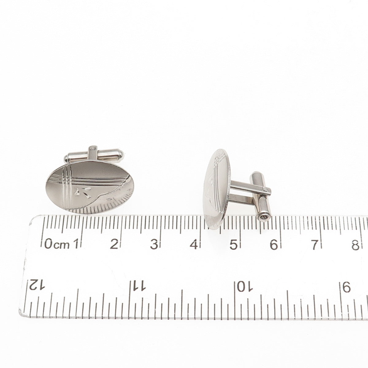 JML Diplomat 925 Sterling Silver Vintage Engraved Oval Cufflinks