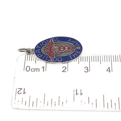 Metal Arts 925 Sterling Silver Vintage Enamel Occupational Therapy Charm Pendant
