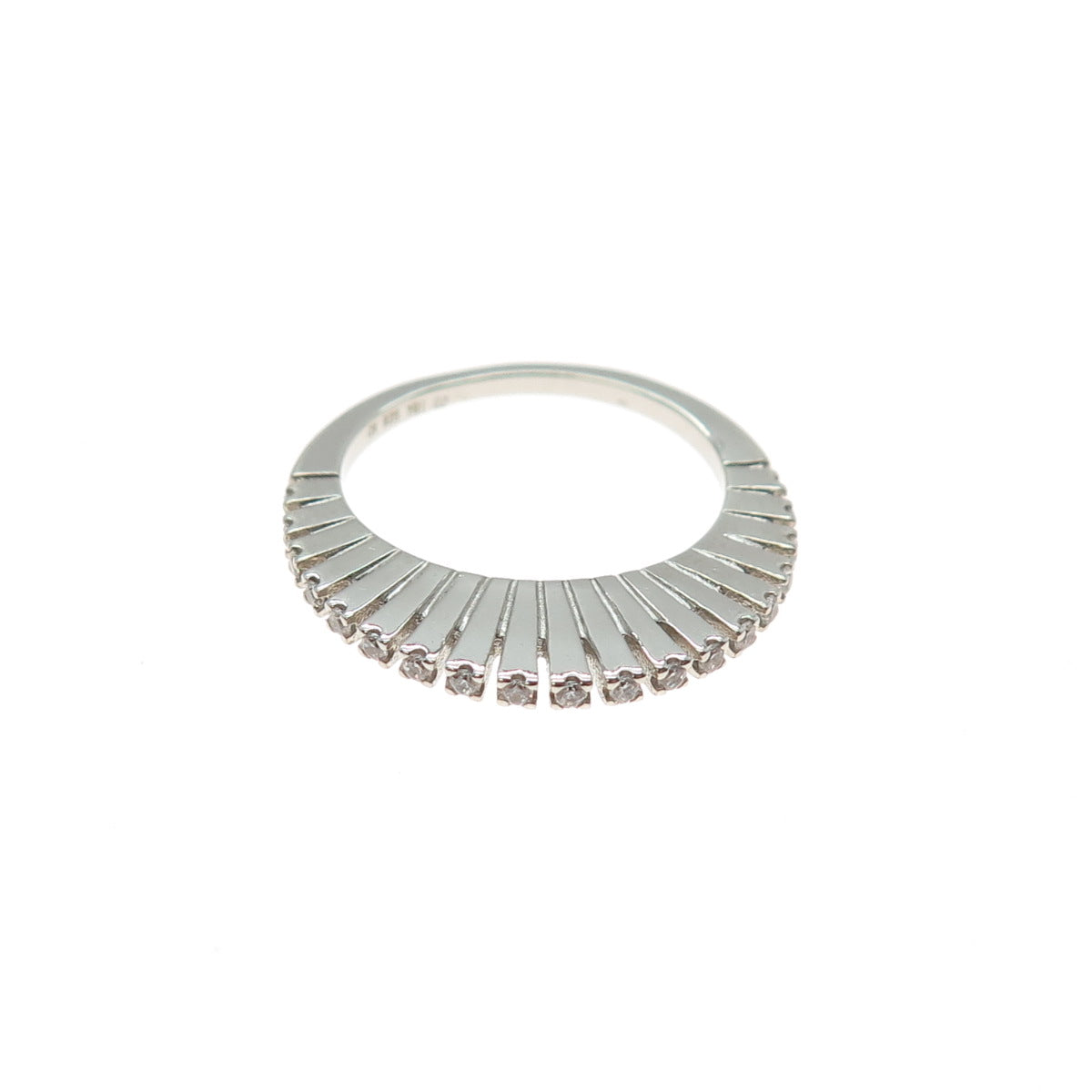925 Sterling Silver Round-Cut C Z Stackable Eternity Ring Size 5