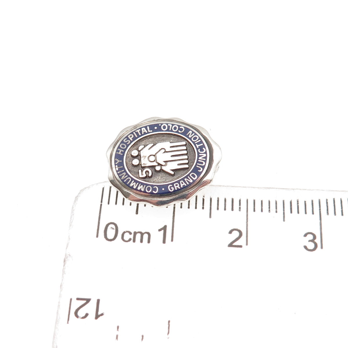 925 Sterling Silver Vintage Enamel 5 Years Service Community Hospital Pin Brooch