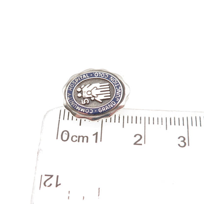 925 Sterling Silver Vintage Enamel 5 Years Service Community Hospital Pin Brooch