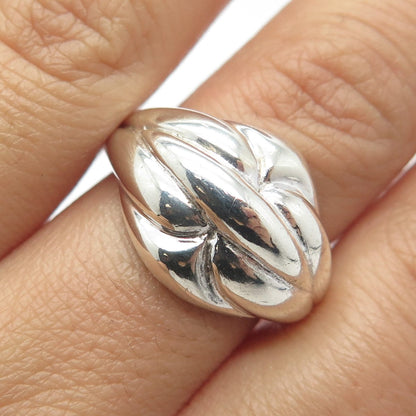 925 Sterling Silver Vintage Wide Ribbed Ring Size 7.75