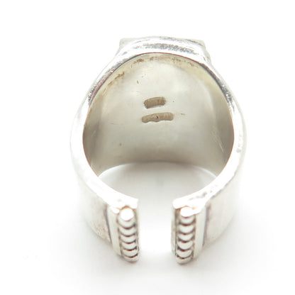 SAJEN 925 Sterling Silver Vintage Real Iolite MOP Swirl Adjustable Ring Size 6.5