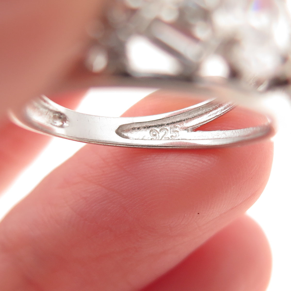 925 Sterling Silver Multi-Cut C Z Cluster Ring Size 6