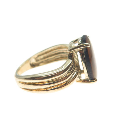 925 Sterling Silver Gold Plated Vintage Real Doublet MOP Ring Size 6
