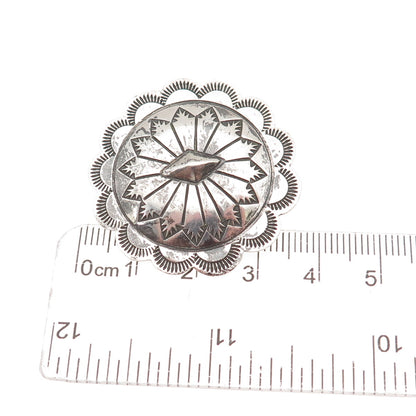 Old Pawn 925 Sterling Silver Vintage Southwestern Concho Tribal Pin Brooch