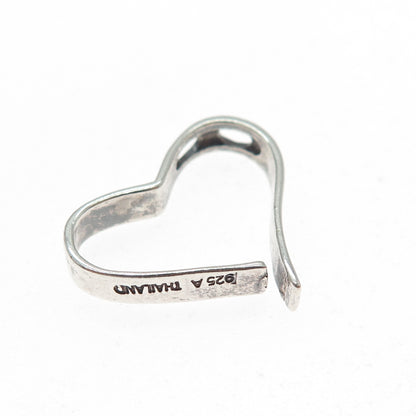 925 Sterling Silver Vintage Modernist Heart Oxidized Slide Charm Pendant