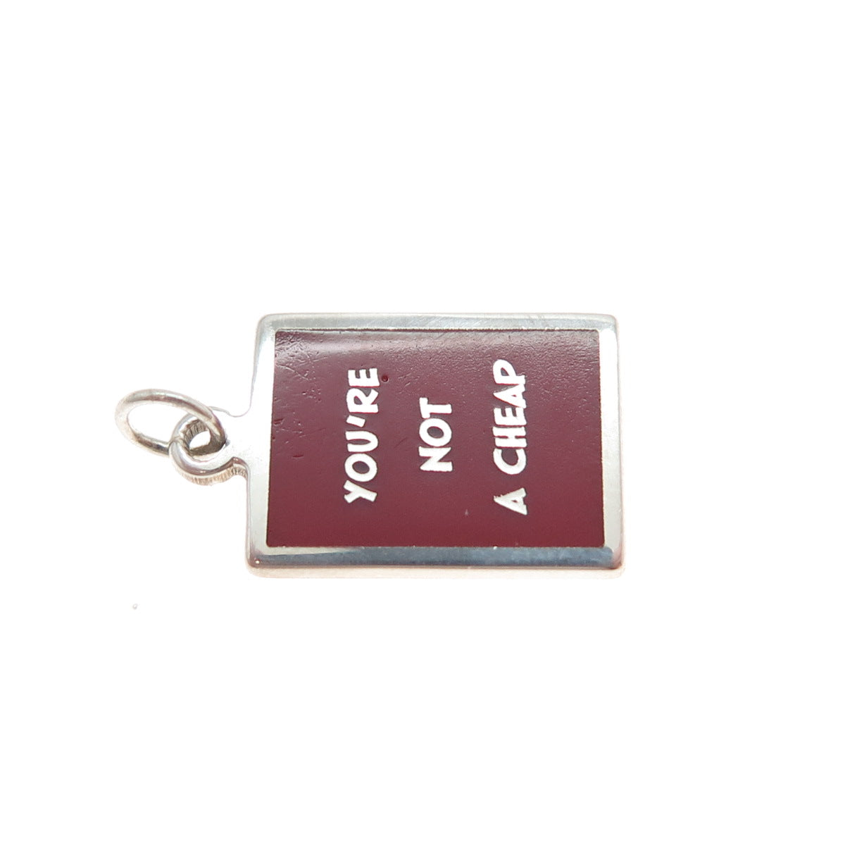 925 Sterling Silver Red Enamel You're Not A Cheap Minimalist Charm Pendant