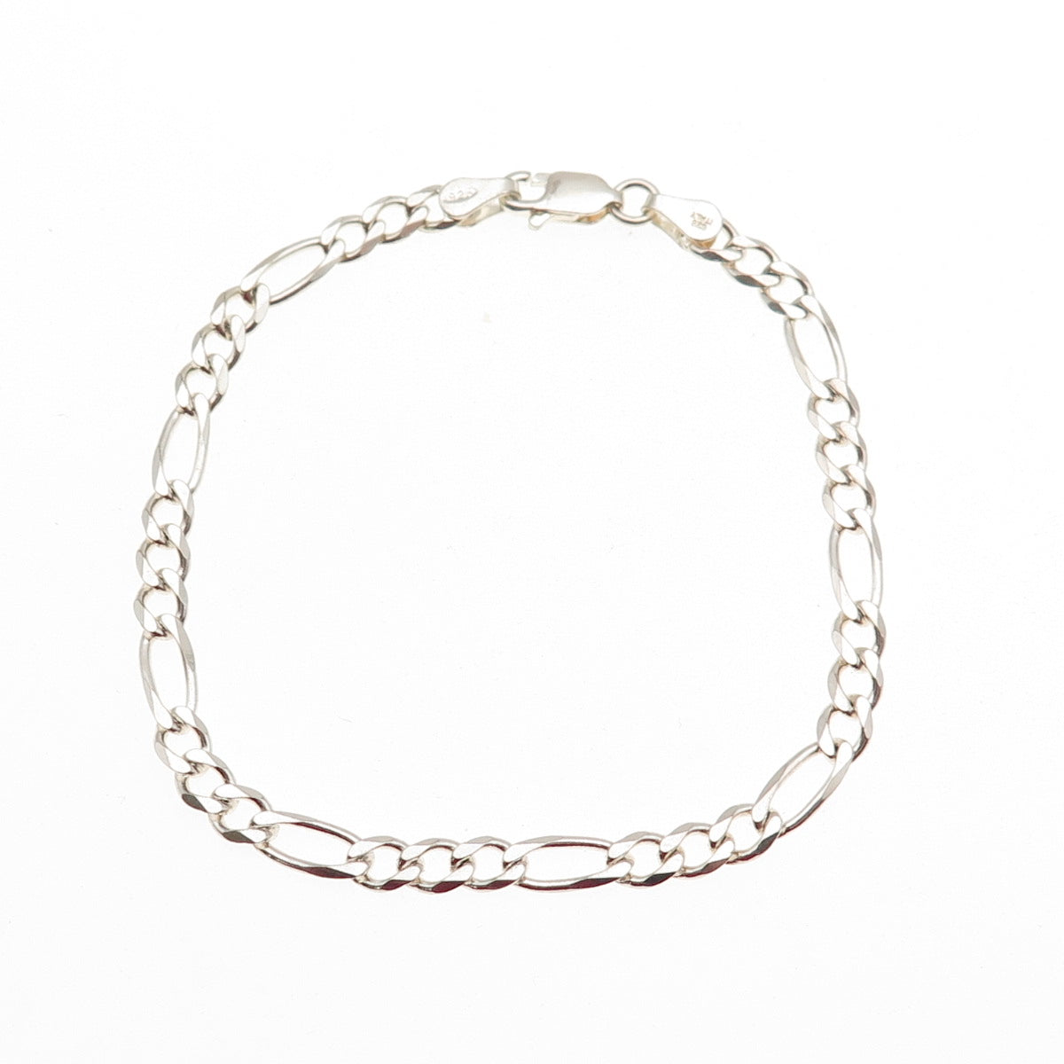 925 Sterling Silver Vintage Italy Figaro Link Bracelet 7"
