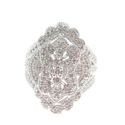 925 Sterling Silver Real Round-Cut Diamond Sparkle Ring Size 5.25