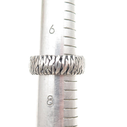 925 Sterling Silver Vintage BW Artisan European Modernist Band Ring Size 7.25