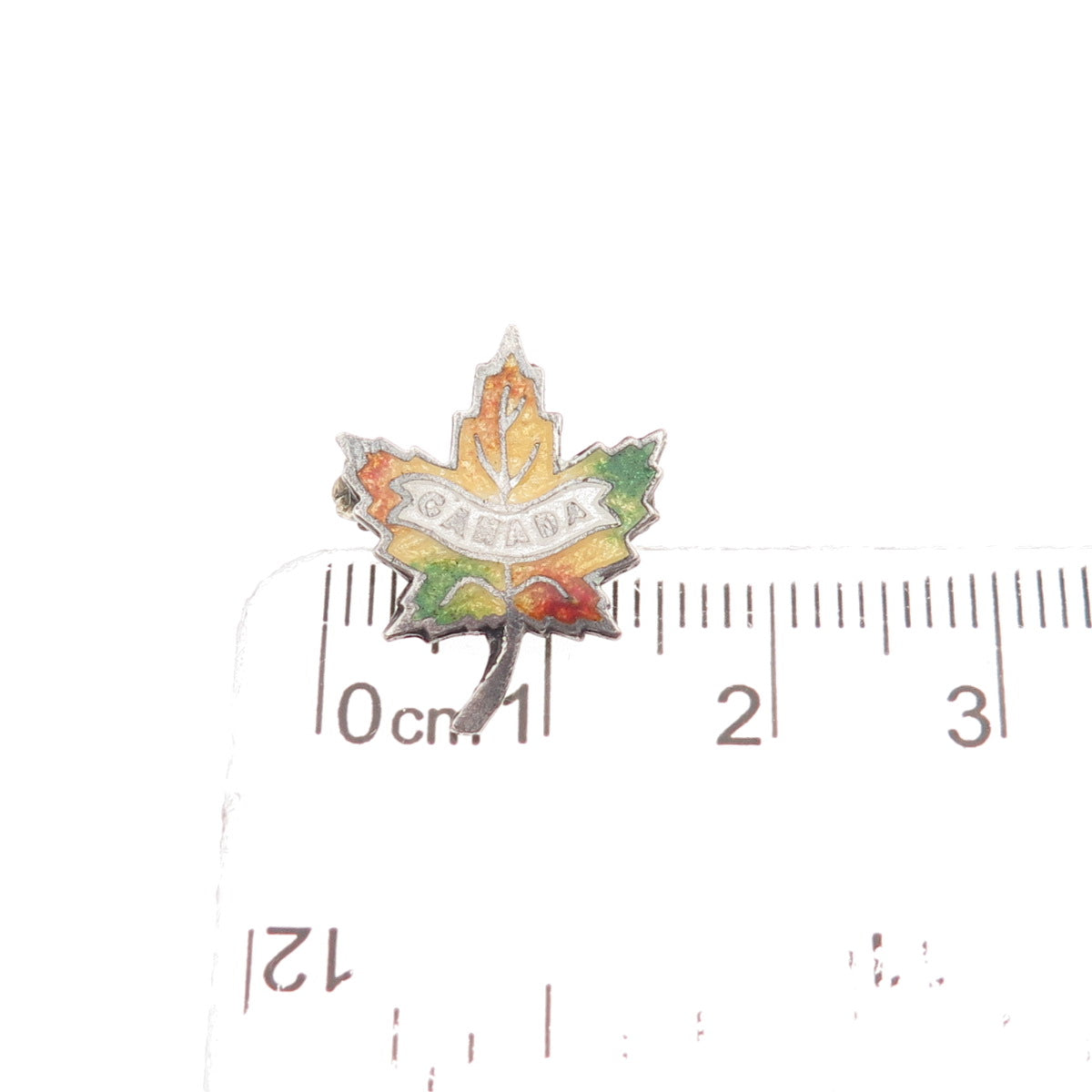 925 Sterling Silver Vintage Enamel Canada Maple Leaf Mini Pin Brooch