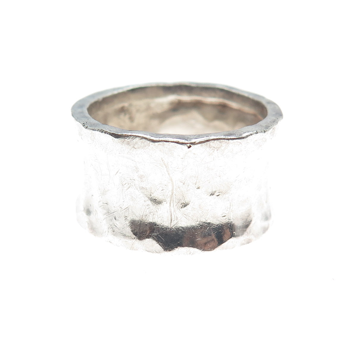 925 Sterling Silver Vintage Mexico Modernist Hammered Finish Band Ring Size 9.5