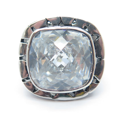 925 Sterling Silver Princess-Cut Shaped C Z Modernist Ring Size 5.75