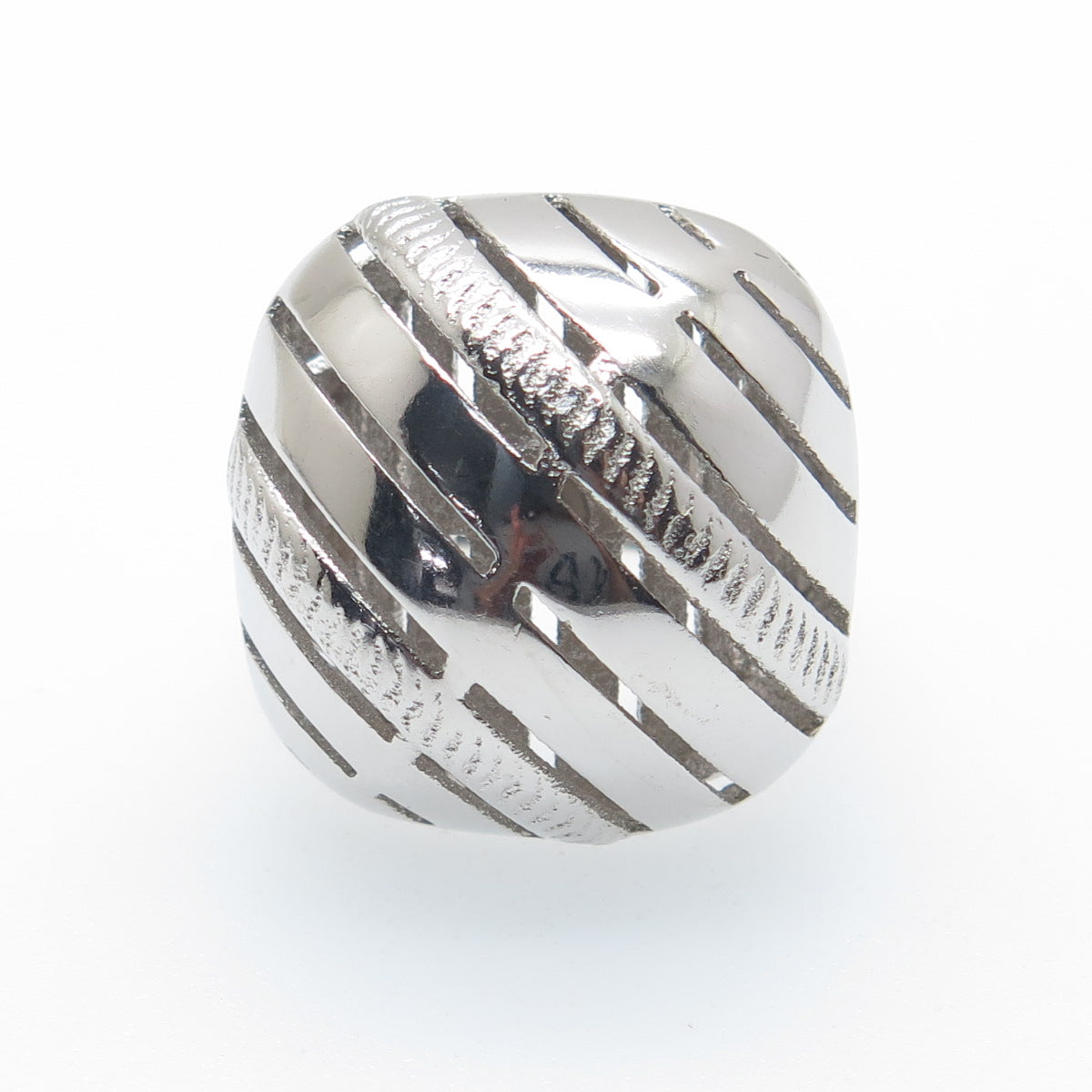 925 Sterling Silver Italy Modernist Ribbed Dome Ring Size 6.5