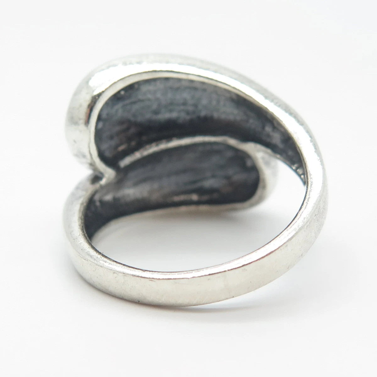 925 Sterling Silver Vintage Dotted Overlap Ring Size 6.25
